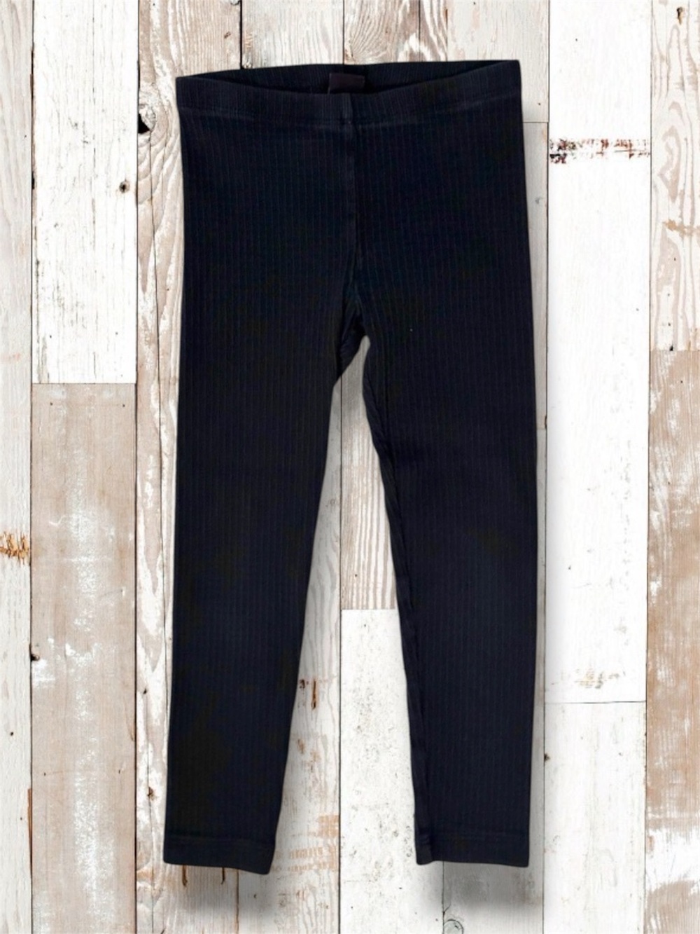 Tea Collection Girls Black Ribbed High‑Stretch Leggings • Size 5 • EUC